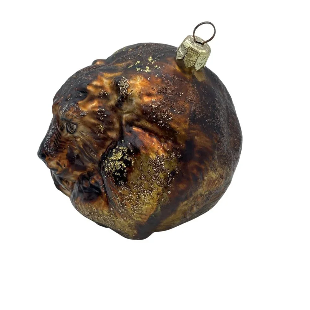 Slavic Treasures Brown bear blown glass Christmas tree ornament glitter Grizzly‎